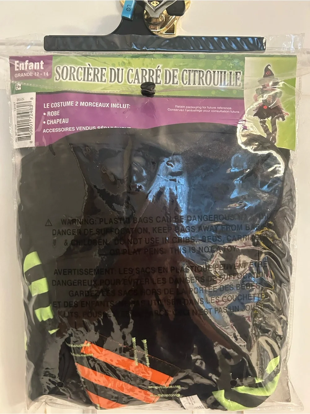 NWT-Girls Pumpkin Patch Black & Green Witch Costume with Orange Accents